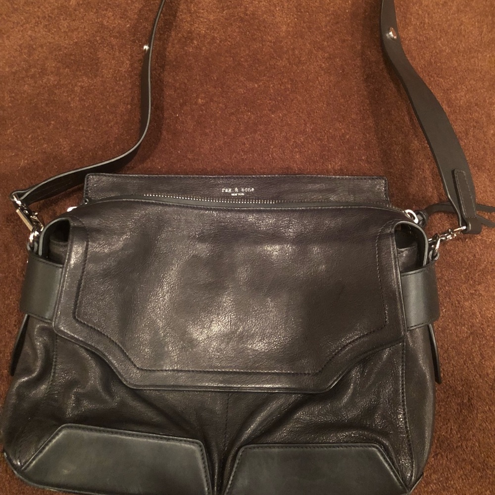 Rag & Bone Pilot Black Leather Satchel